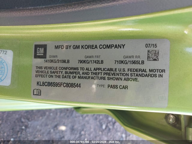 Chevrolet Spark Ls Cvt 2015 KL8CB6S95FC808544 Image 9