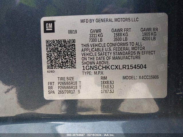 Chevrolet Suburban 2wd Lt 2020 1GNSCHKCXLR154504 Image 9