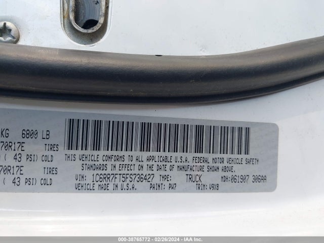 RAM 1500 Tradesman 2015 1C6RR7FT5FS736427 Image 9