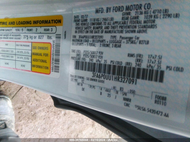 Ford Fusion Hybrid S 2017 3FA6P0UU1HR327091 Image 9