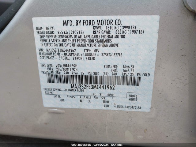 Ford ECOSPORT S 2021 MAJ3S2FE3MC441962 Image 9