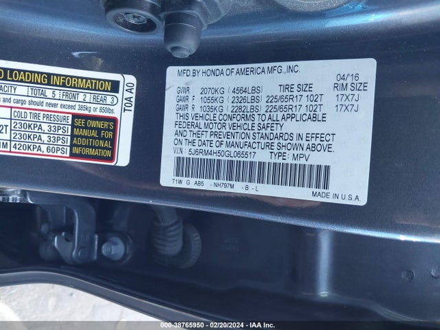 Honda CR-V EX 2016 5J6RM4H50GL065517 Image 9