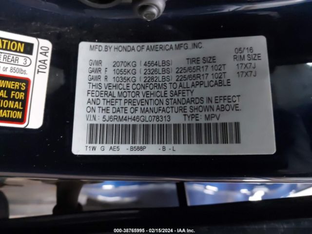 5J6RM4H46GL078313 Honda CR-V SE