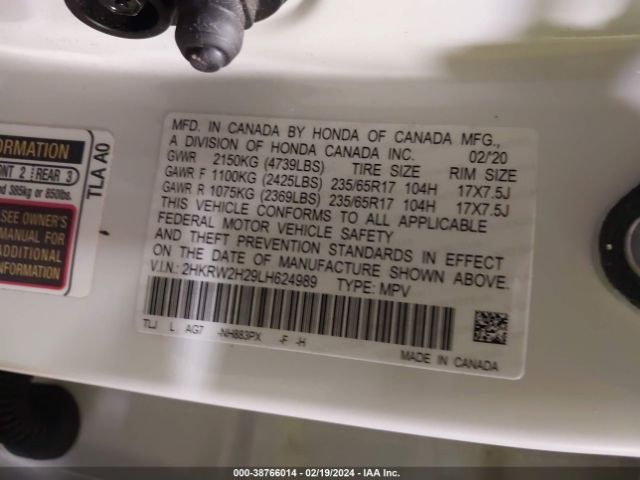 2HKRW2H29LH624989 Honda Cr-v Awd Lx