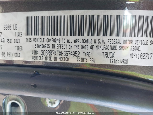 3C6RR7KTXHG574052 RAM 1500 Tradesman  4x4 5'7 Box