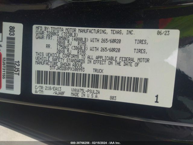 5TFJA5DBXPX108993 Toyota Tundra Limited