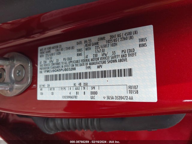 Ford Escape Active 2023 1FMCU9GN5PUB03288 Image 9