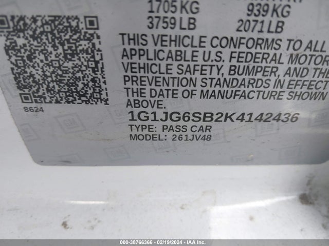 Chevrolet Sonic Lt Auto 2019 1G1JG6SB2K4142436 Image 9