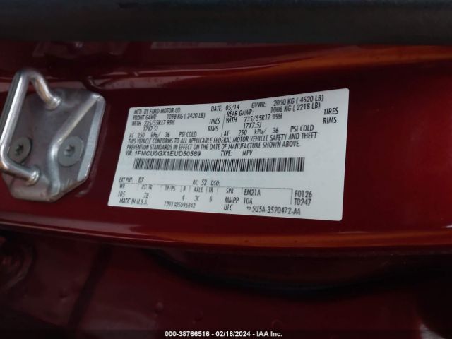 1FMCU0GX1EUD50589 Ford ESCAPE SE