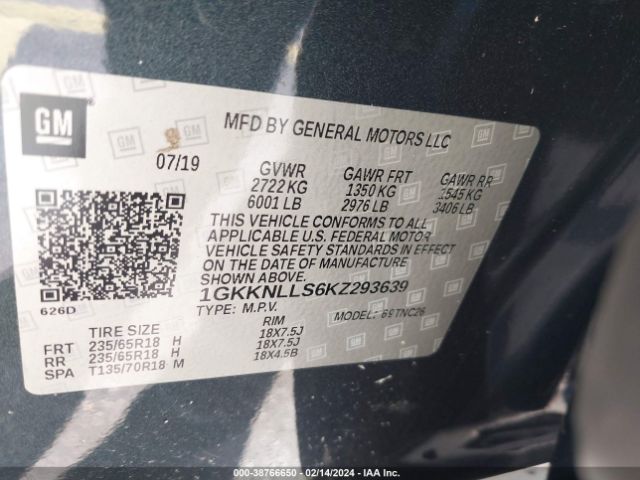 1GKKNLLS6KZ293639 GMC Acadia Sle-2