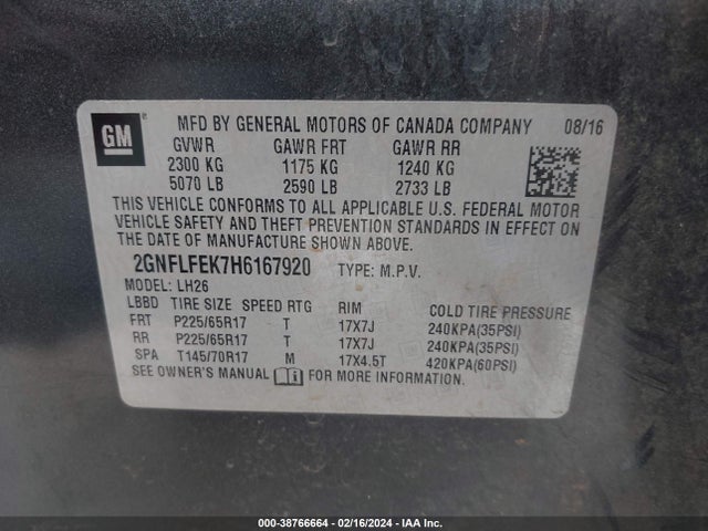 Chevrolet EQUINOX LT 2017 2GNFLFEK7H6167920 Image 9