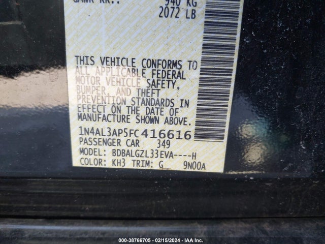 Nissan Altima 2.5 S 2015 1N4AL3AP5FC416616 Image 9