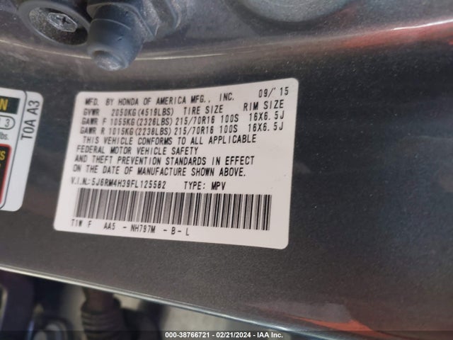 Honda CR-V LX 2015 5J6RM4H39FL125582 Image 9
