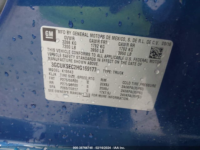 Chevrolet Silverado 1500 1lz 2017 3GCUKSEC2HG169177 Image 9