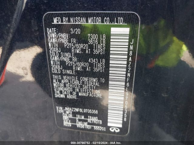 JN8AZ2NF6L9705358 Infiniti QX80 LUXE