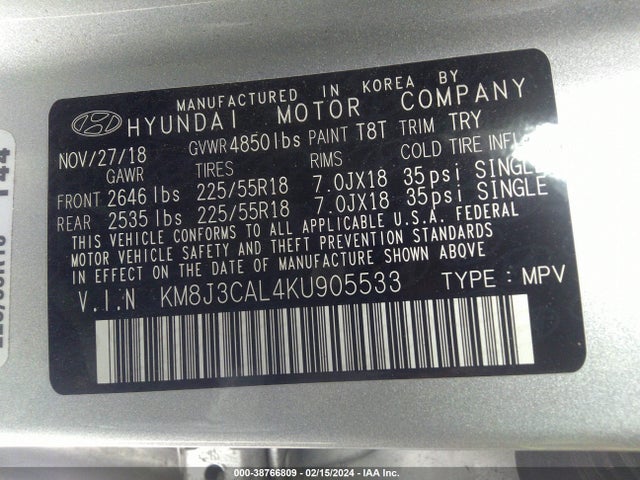 Hyundai Tucson Ultimate 2019 KM8J3CAL4KU905533 Image 9