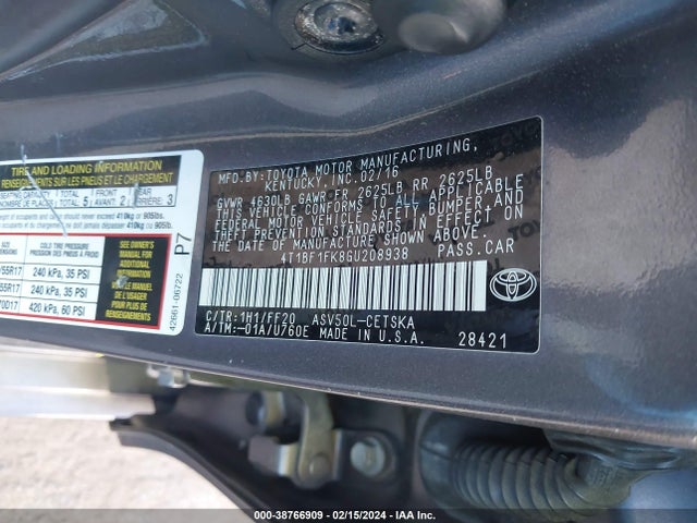 Toyota CAMRY SE 2016 4T1BF1FK8GU208938 Image 9