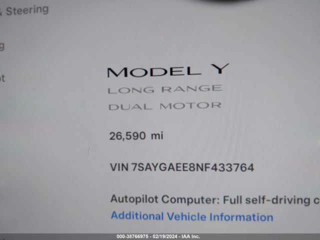 2022 TESLA MODEL Y 7SAYGAEE8NF433764 Photo 6