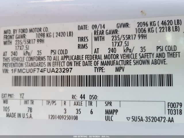 1FMCU0F74FUA23297 Ford ESCAPE