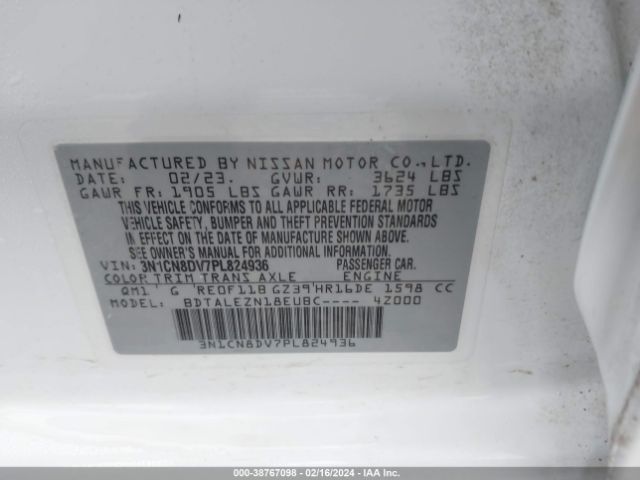 3N1CN8DV7PL824936 Nissan Versa 1.6 S Xtronic Cvt