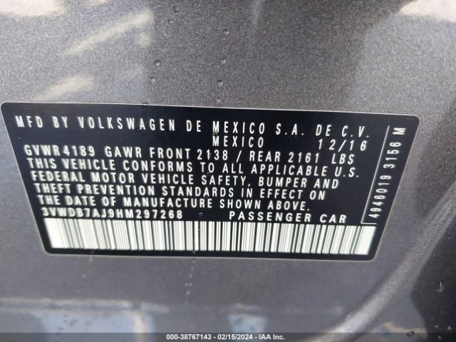 3VWDB7AJ9HM297268 Volkswagen Jetta 1.4t Se