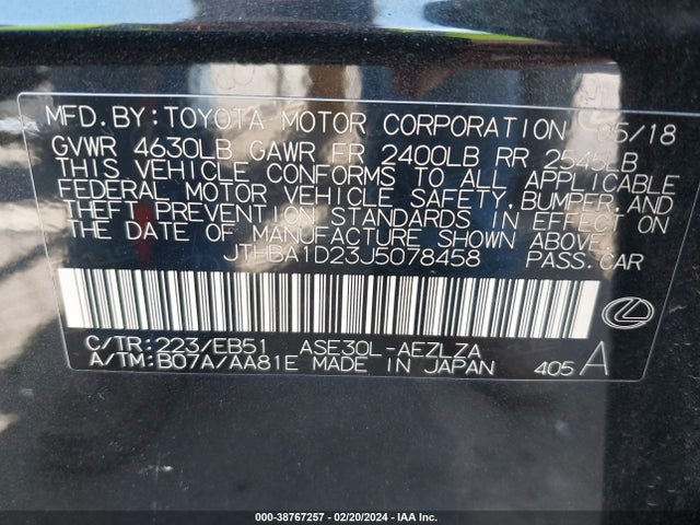 Lexus IS 300 2018 JTHBA1D23J5078458 Image 9