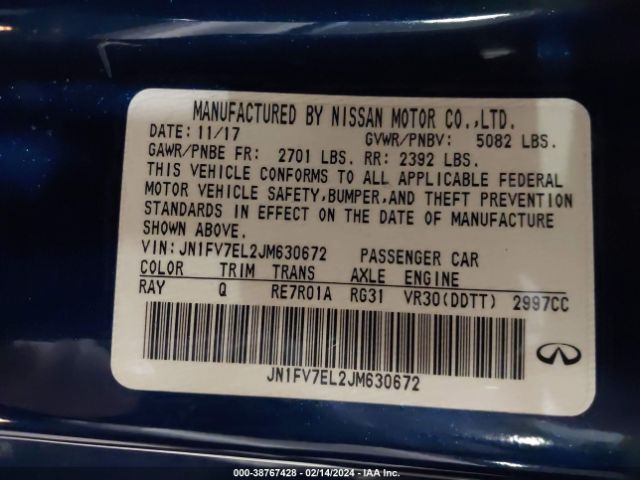 JN1FV7EL2JM630672 Infiniti Q60 3.0t Red Sport 400