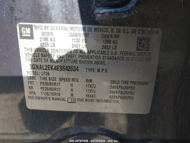 Chevrolet Captiva Sport 2ls 2014 3GNAL2EK4ES642634 Image 9