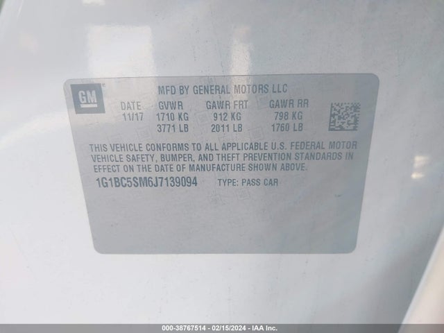 Chevrolet Cruze Ls Auto 2018 1G1BC5SM6J7139094 Image 9
