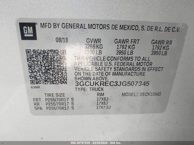Chevrolet Silverado 1500 1lt 2018 3GCUKREC3JG507345 Image 9