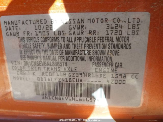 3N1CN8EV6NL866574 Nissan Versa 1.6 Sv Xtronic Cvt