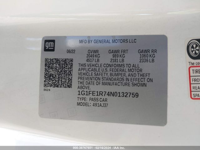 2022 CHEVROLET CAMARO 1G1FE1R74N0132759 Photo 8