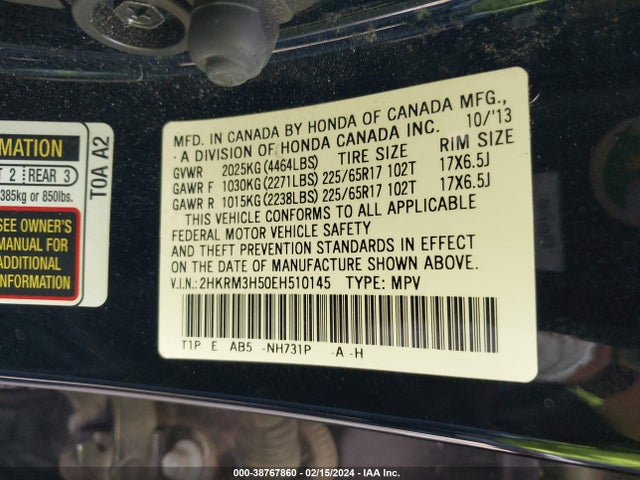 Honda CR-V EX 2014 2HKRM3H50EH510145 Image 9