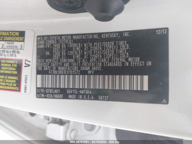 Toyota Venza Limited V6 2014 4T3BK3BB3EU101572 Image 9
