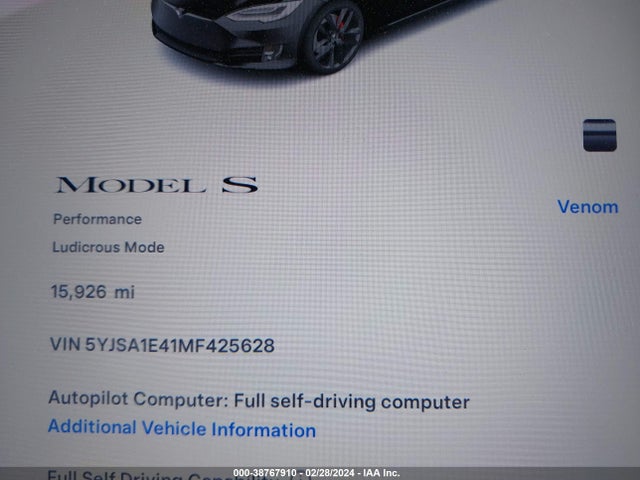 Tesla Model S Performance Dual Motor All-wheel Drive 2021 5YJSA1E41MF425628 Image 16