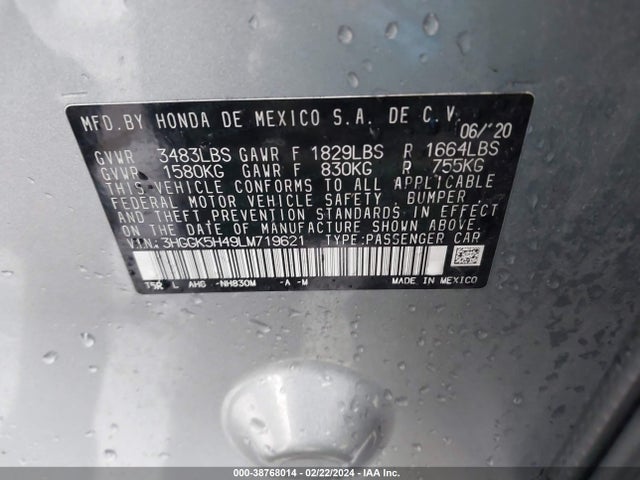 Honda FIT LX 2020 3HGGK5H49LM719621 Image 9