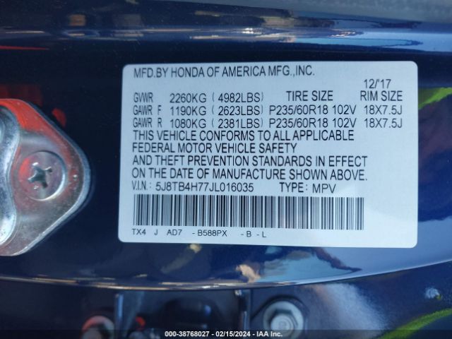 5J8TB4H77JL016035 Acura Rdx Advance Package
