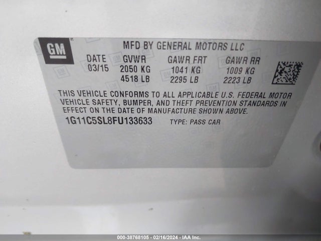 Chevrolet MALIBU 1LT 2015 1G11C5SL8FU133633 Image 9