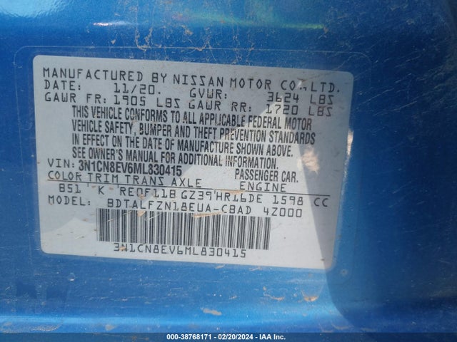 Nissan Versa Sv Xtronic Cvt 2021 3N1CN8EV6ML830415 Image 9