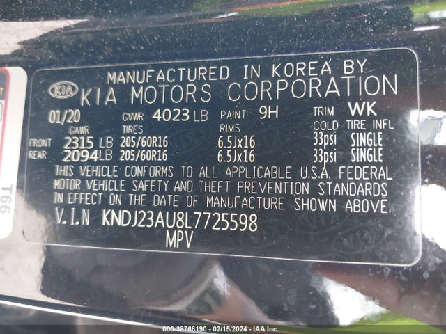 KIA SOUL LX 2020 KNDJ23AU8L7725598 Image 9