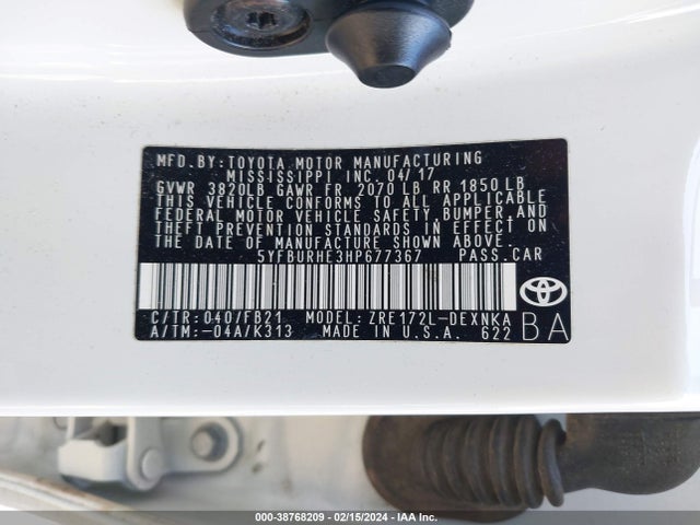 Toyota COROLLA LE 2017 5YFBURHE3HP677367 Image 9