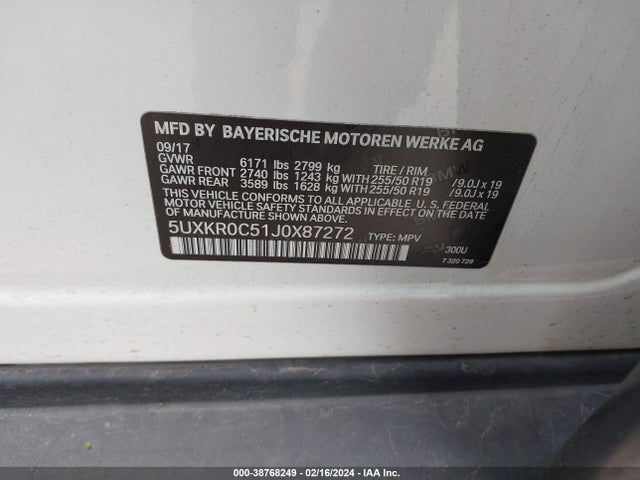 BMW X5 Xdrive35i 2018 5UXKR0C51J0X87272 Image 9