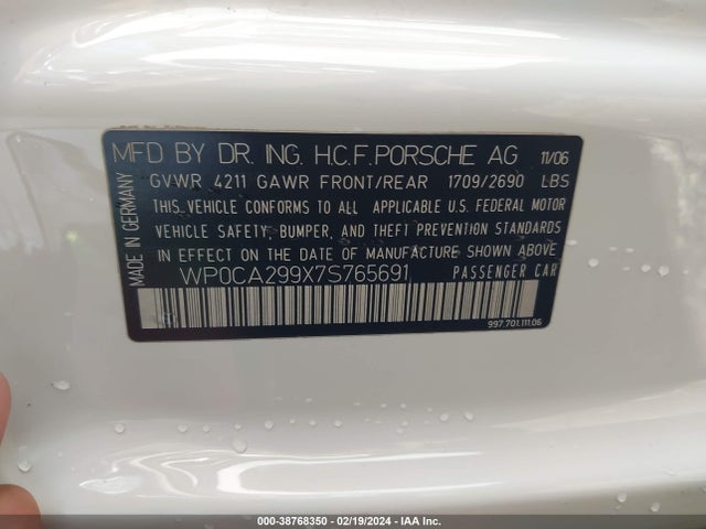 2007 PORSCHE 911 WP0CA299X7S765691 Photo 8