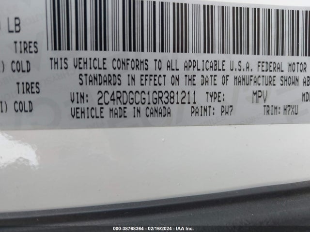 Dodge Grand Caravan Sxt 2016 2C4RDGCG1GR381211 Image 9
