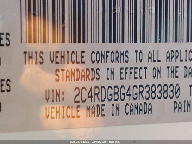2C4RDGBG4GR383830 Dodge Grand Caravan Se