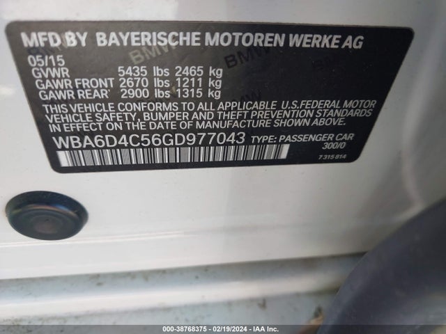 BMW 650i Gran Coupe 2016 WBA6D4C56GD977043 Image 9