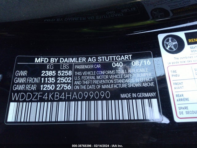 WDDZF4KB4HA099090 Mercedes-Benz E 300 4matic
