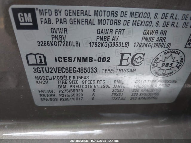 GMC Sierra 1500 Slt 2014 3GTU2VEC6EG485033 Image 9