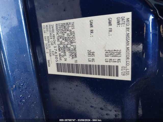 Nissan Altima 2.5 S 2019 1N4BL4BV2KC174305 Image 9