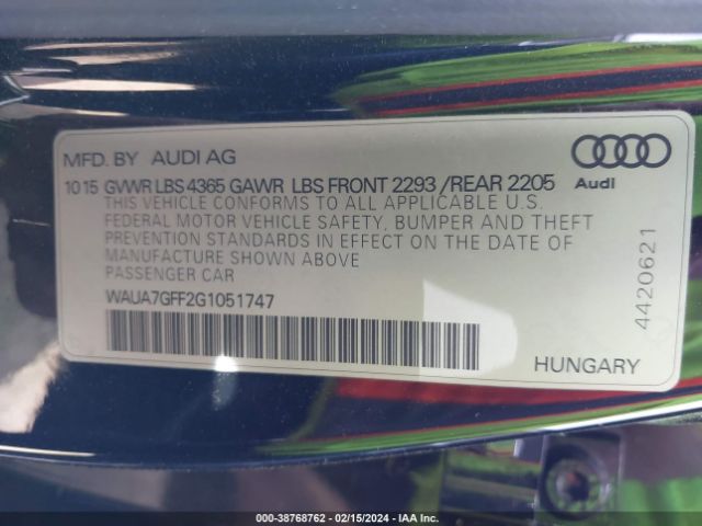 WAUA7GFF2G1051747 Audi A3 1.8t Premium